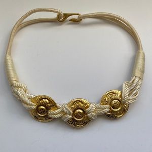 Vintage cream and gold adjustable belt